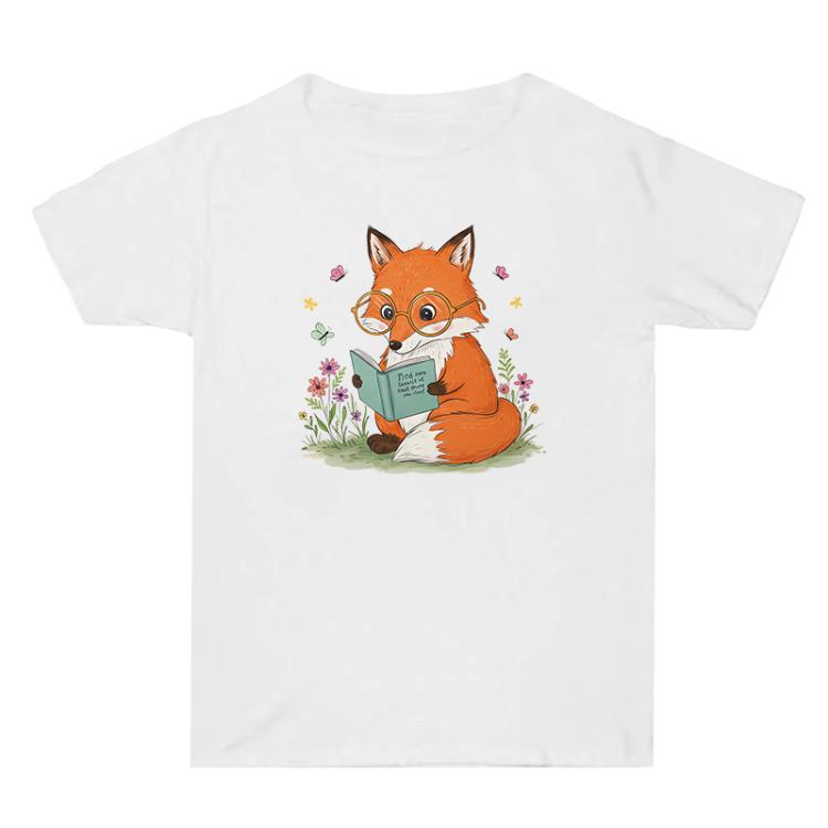 Reading Fox Printed Summer Baggy Cotton Short Sleeve T-shirt Print On Your Demand, S, M, L, XL, XXL, XXXL