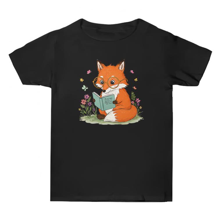 Reading Fox Printed Summer Baggy Cotton Short Sleeve T-shirt Print On Your Demand, S, M, L, XL, XXL, XXXL