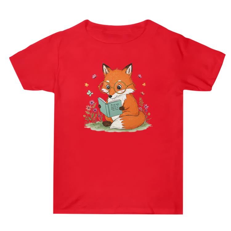 Reading Fox Printed Summer Baggy Cotton Short Sleeve T-shirt Print On Your Demand, S, M, L, XL, XXL, XXXL