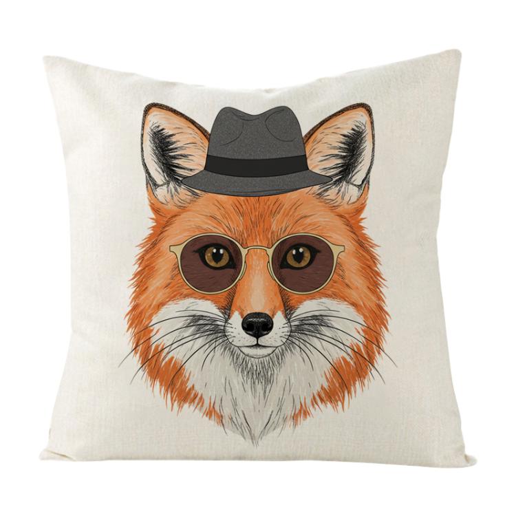 Gentleman Fox Printed Sofa Pillow With Core Print On Your Demand, 35x35cm, 40x40cm, 45x45cm, 50x50cm, 60x60cm