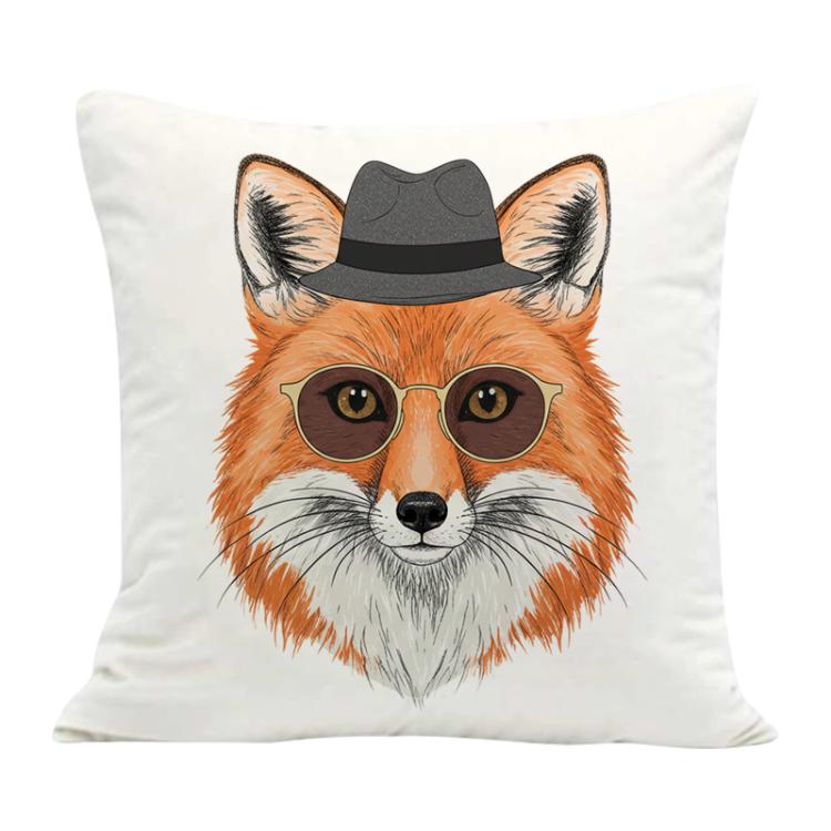 Gentleman Fox Printed Sofa Pillow With Core Print On Your Demand, 35x35cm, 40x40cm, 45x45cm, 50x50cm, 60x60cm