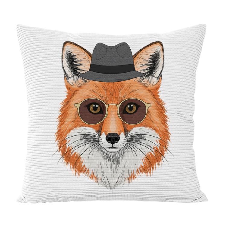Gentleman Fox Printed Sofa Pillow With Core Print On Your Demand, 35x35cm, 40x40cm, 45x45cm, 50x50cm, 60x60cm