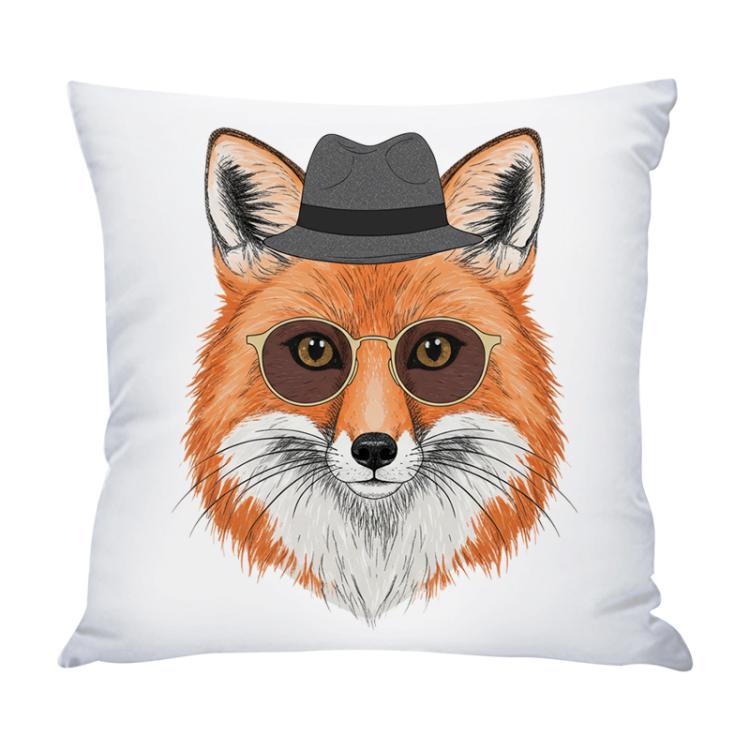 Gentleman Fox Printed Sofa Pillow With Core Print On Your Demand, 35x35cm, 40x40cm, 45x45cm, 50x50cm, 60x60cm