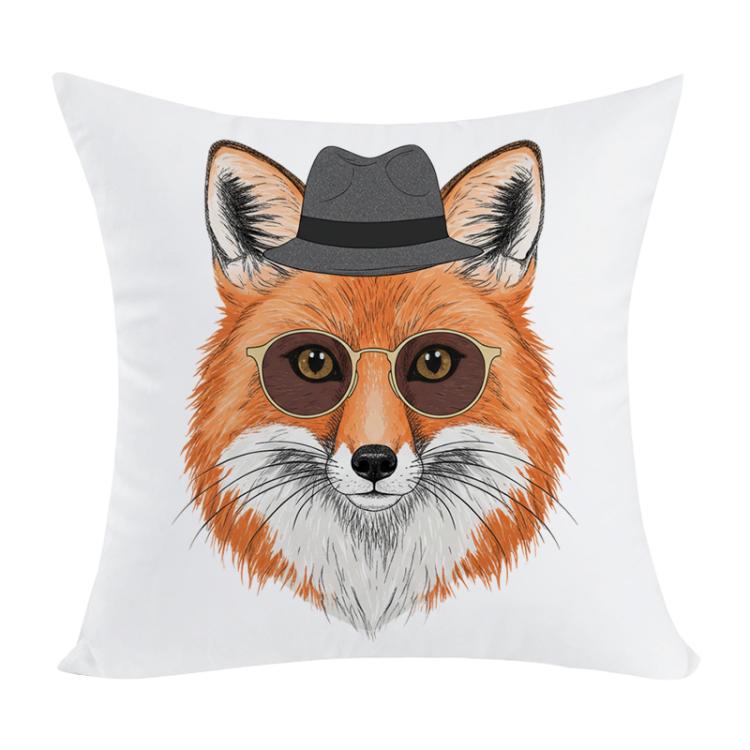 Gentleman Fox Printed Sofa Pillow With Core Print On Your Demand, 35x35cm, 40x40cm, 45x45cm, 50x50cm, 60x60cm