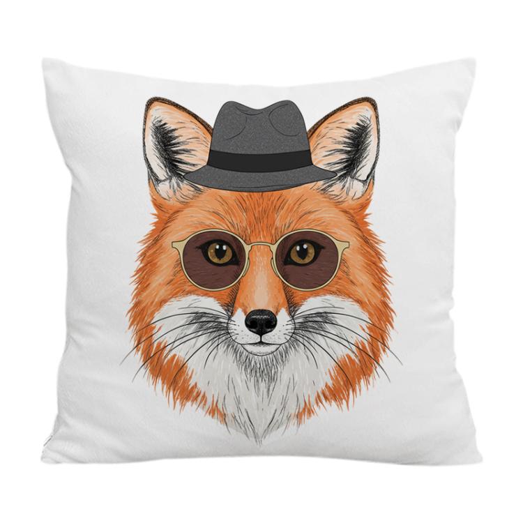Gentleman Fox Printed Sofa Pillow With Core Print On Your Demand, 35x35cm, 40x40cm, 45x45cm, 50x50cm, 60x60cm