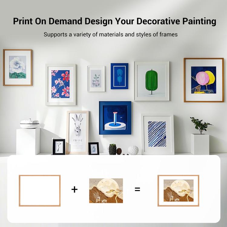 Moon Wolf Decorative Painting with PS Frame Print On Your Demand, 15x20cm, 20x20cm, 30x30cm, 40x40cm, 50x50cm, 60x60cm, 70x70cm, 80x80cm, 90x90cm