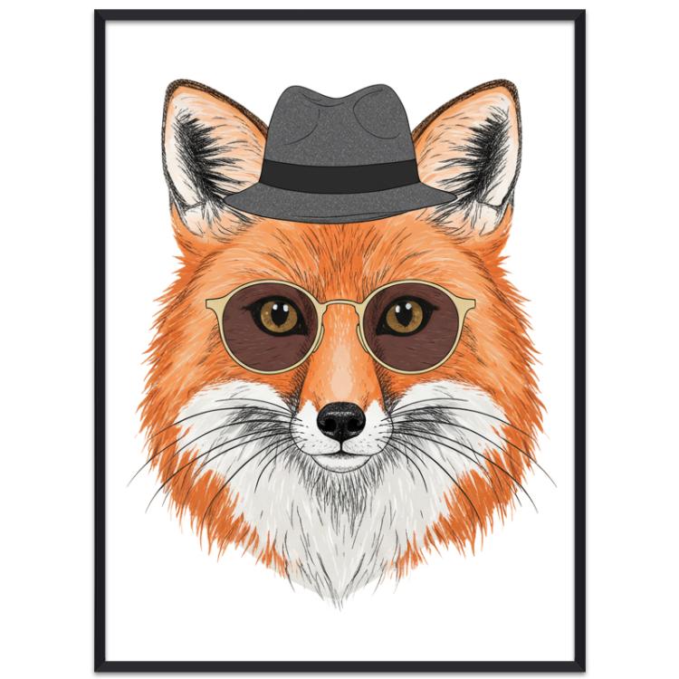 Gentleman Fox Decorative Painting with PS Frame Print On Your Demand, 15x20cm, 20x20cm, 30x30cm, 40x40cm, 50x50cm, 60x60cm, 70x70cm, 80x80cm, 90x90cm