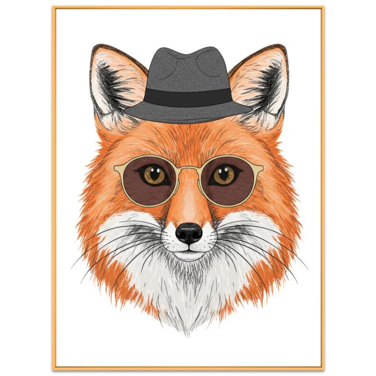 Gentleman Fox Decorative Painting with Aluminum Alloy Frame Print On Your Demand, 15x20cm, 20x20cm, 30x30cm, 40x40cm, 50x50cm, 60x60cm, 70x70cm, 80x80cm, 90x90cm