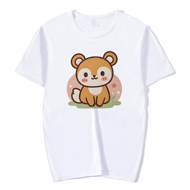 Squirrel Printed Round Neck Modal Short Sleeve T-shirt Print On Your Demand, S, M, L, XL, XXL, XXXL, XXXXL, XXXXXL