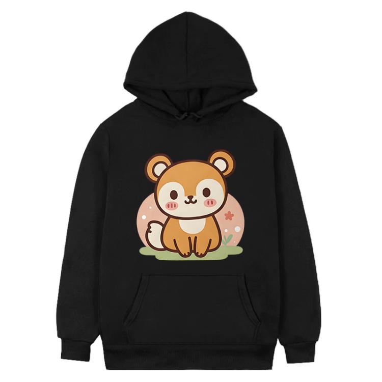 Squirrel Printed Fleece Hooded Sweatshirt Print On Your Demand, XS, S, M, L, XL, XXL, XXXL