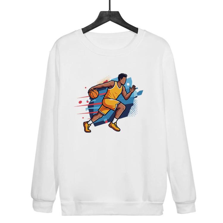 Basketball Player Printed Casual Loose Round Neck Sweatshirt Print On Your Demand, XS, S, M, L, XL, XXL, XXXL