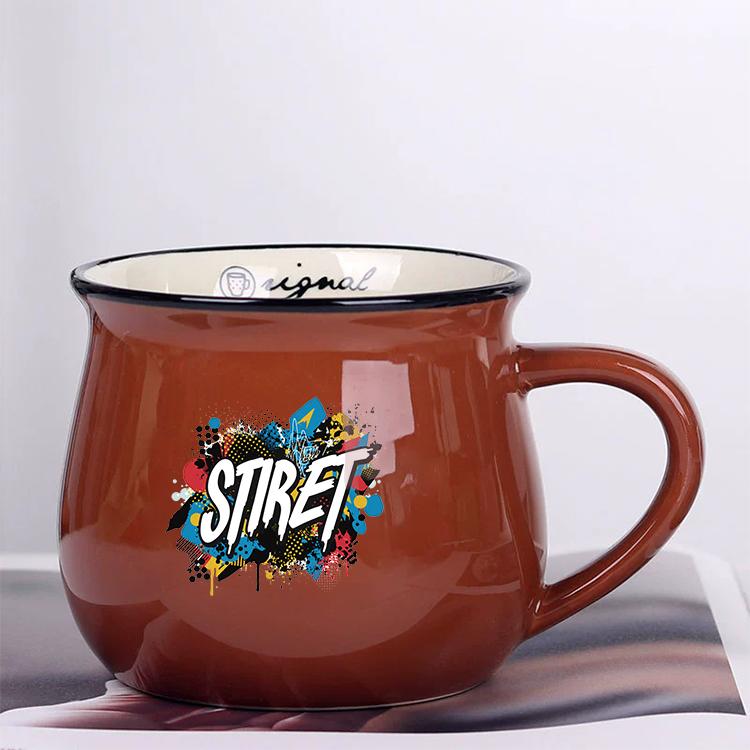 Alphabet Printed Ceramics Big Belly Mug Water Cup Print On Your Demand, Alphabet