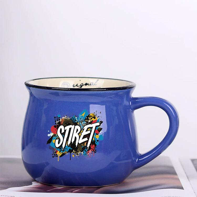 Alphabet Printed Ceramics Big Belly Mug Water Cup Print On Your Demand, Alphabet