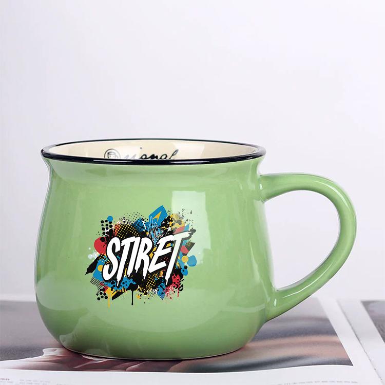 Alphabet Printed Ceramics Big Belly Mug Water Cup Print On Your Demand, Alphabet