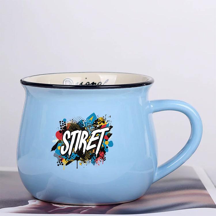 Alphabet Printed Ceramics Big Belly Mug Water Cup Print On Your Demand, Alphabet