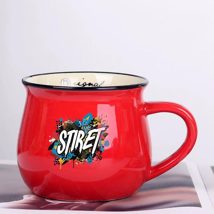 Alphabet Printed Ceramics Big Belly Mug Water Cup Print On Your Demand, Alphabet
